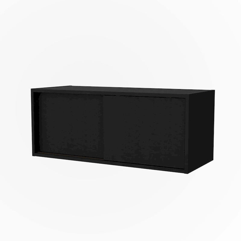 Meuble bas suspendu avec porte coulissante, Noir