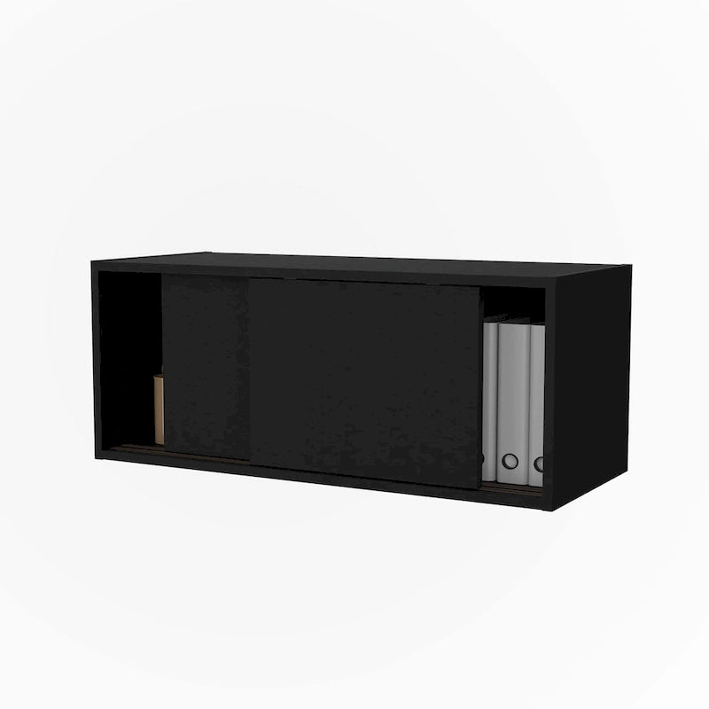 Meuble bas suspendu avec porte coulissante, Noir