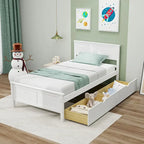 Cadre de lit en bois Gymax double/complet avec 2 tiroirs de rangement et sous-lit