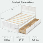 Cadre de lit en bois Gymax double/complet avec 2 tiroirs de rangement et sous-lit