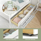 Cadre de lit en bois Gymax double/complet avec 2 tiroirs de rangement et sous-lit