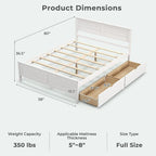 Cadre de lit en bois Gymax double/complet avec 2 tiroirs de rangement et sous-lit