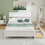Cadre de lit en bois Gymax double/complet avec 2 tiroirs de rangement et sous-lit