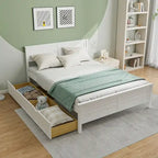 Cadre de lit en bois Gymax double/complet avec 2 tiroirs de rangement et sous-lit