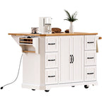 Îlot de cuisine de 56 pouces avec plateau rabattable en placage de bois d'hévéa (tabouret non inclus)
