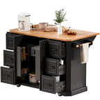 Îlot de cuisine de 56 pouces avec plateau rabattable en placage de bois d'hévéa (tabouret non inclus)
