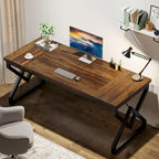 Bureau de direction de 63 pouces avec cadre en métal, bureau d'ordinateur moderne pour bureau à domicile