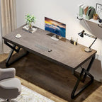 Bureau de direction de 63 pouces avec cadre en métal, bureau d'ordinateur moderne pour bureau à domicile