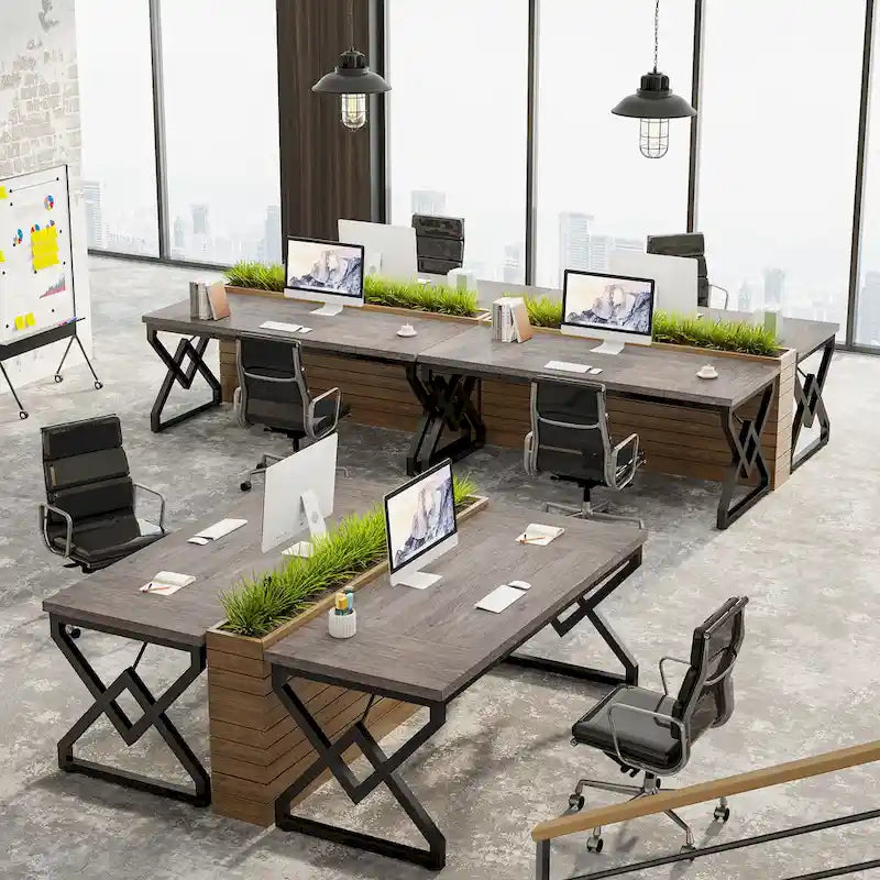 Bureau de direction de 63 pouces avec cadre en métal, bureau d'ordinateur moderne pour bureau à domicile