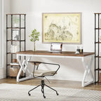 Bureau de direction de 63 pouces avec cadre en métal, bureau d'ordinateur moderne pour bureau à domicile
