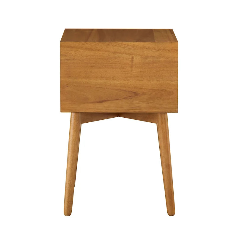 Table de chevet compacte à 2 tiroirs en bois style Mid-Century Modern