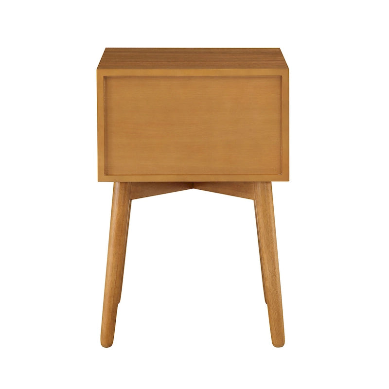 Table de chevet compacte à 2 tiroirs en bois style Mid-Century Modern
