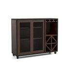 Furniture of America Hury Modern Walnut 47-inch 3-shelf Dining Buffet, Walnut Dining Sideboard with Wine Storage