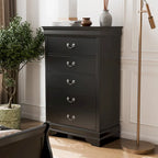 Commode traditionnelle en bois massif à 5 tiroirs