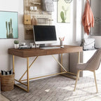 Bureau informatique Vaiz Modern 60 pouces en métal avec 3 tiroirs
