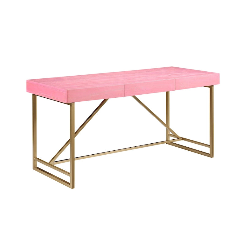 Bureau informatique Vaiz Modern 60 pouces en métal avec 3 tiroirs