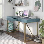 Bureau informatique Vaiz Modern 60 pouces en métal avec 3 tiroirs