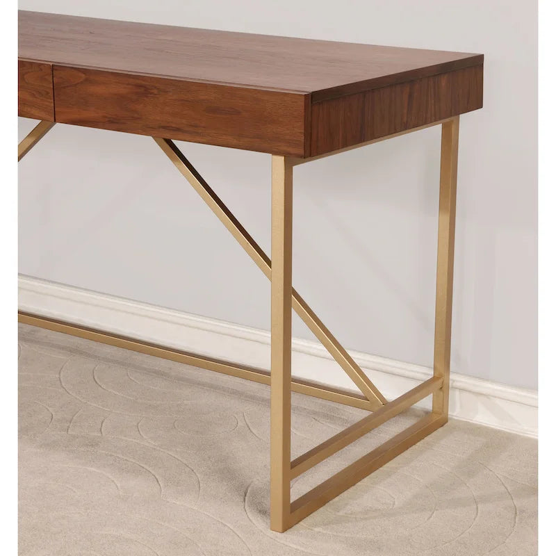 Bureau informatique Vaiz Modern 60 pouces en métal avec 3 tiroirs