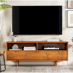 Meuble TV en bois massif Alby de 58 po de style Mid-Century