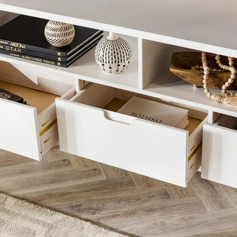 Meuble TV en bois massif Alby de 58 po de style Mid-Century