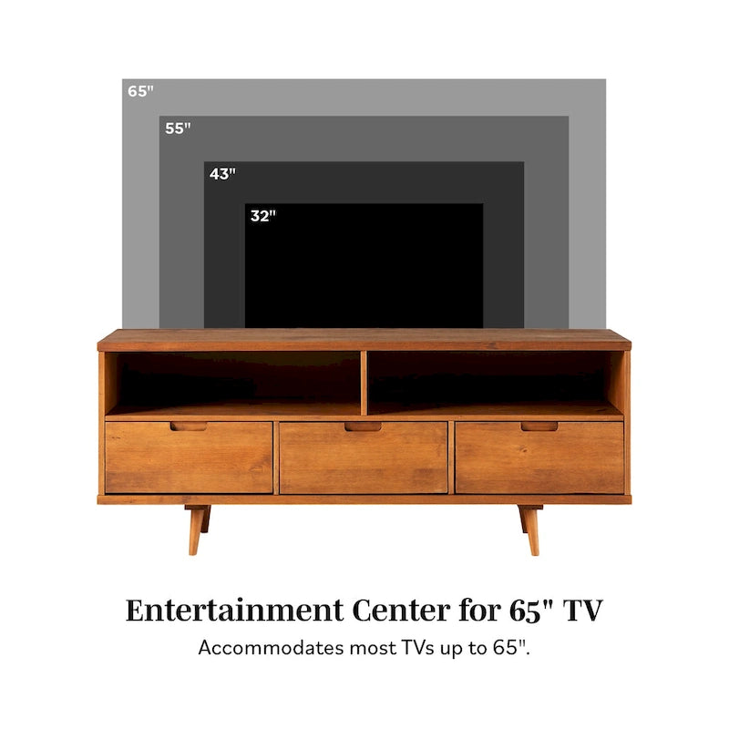 Meuble TV en bois massif Alby de 58 po de style Mid-Century