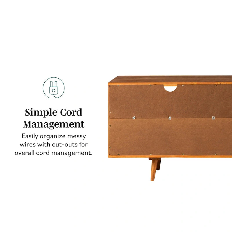 Meuble TV en bois massif Alby de 58 po de style Mid-Century