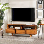 Meuble TV en bois massif Alby de 58 po de style Mid-Century