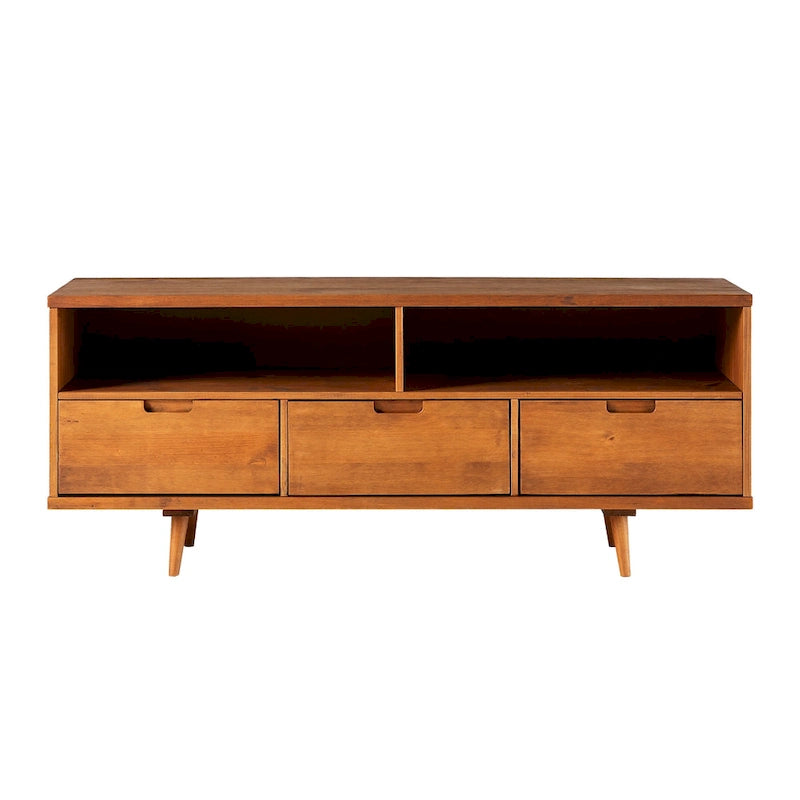Meuble TV en bois massif Alby de 58 po de style Mid-Century