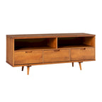 Meuble TV en bois massif Alby de 58 po de style Mid-Century