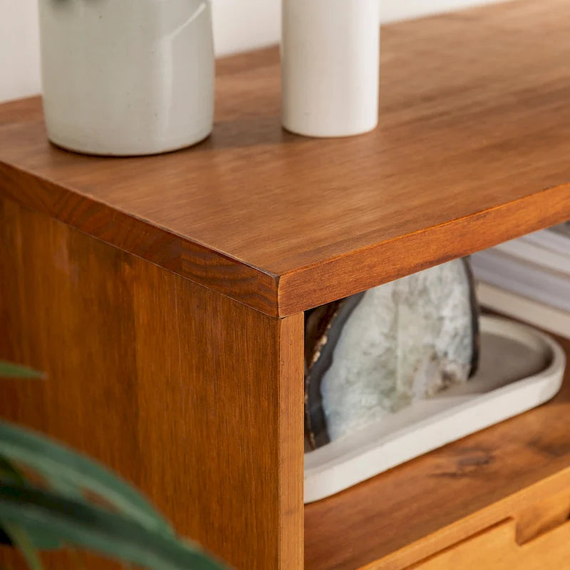 Meuble TV en bois massif Alby de 58 po de style Mid-Century