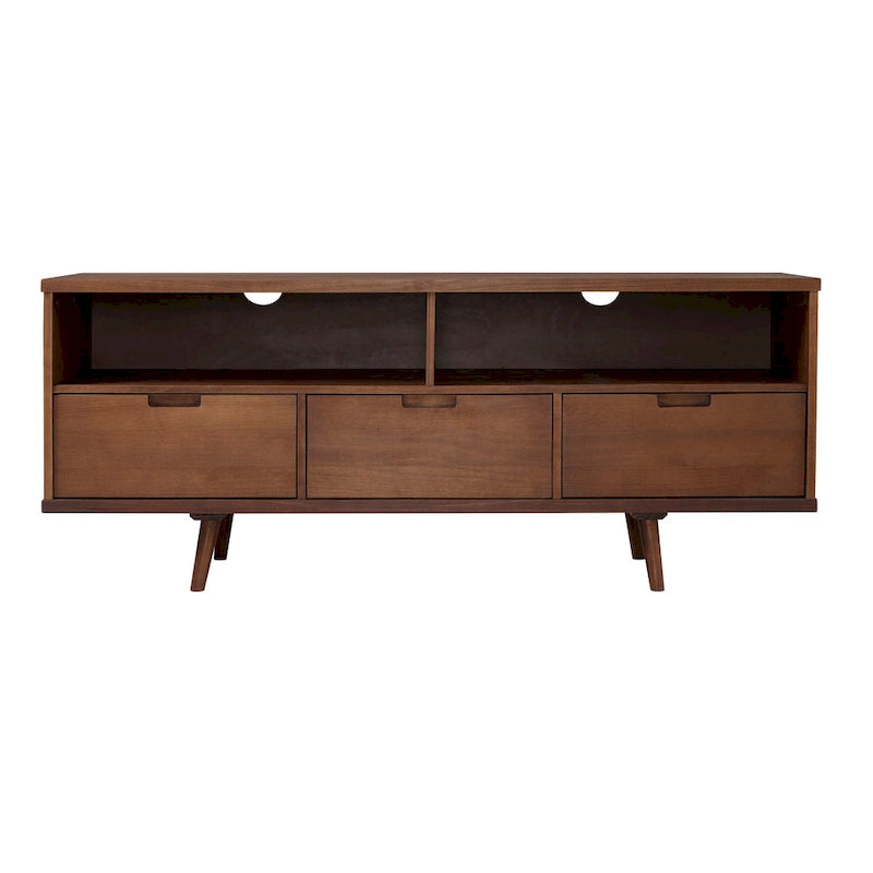 Meuble TV en bois massif Alby de 58 po de style Mid-Century