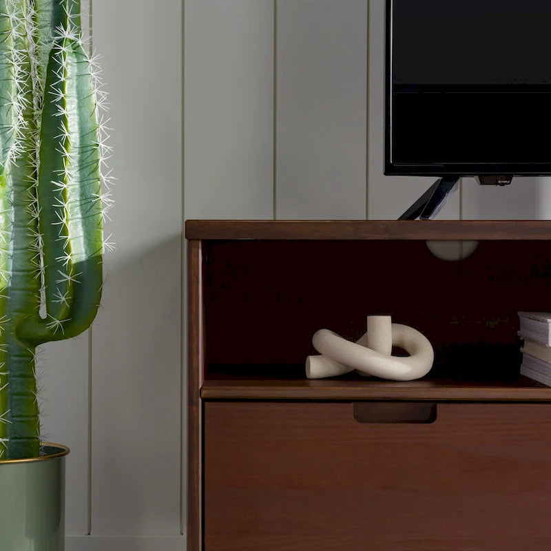 Meuble TV en bois massif Alby de 58 po de style Mid-Century