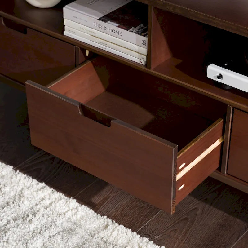 Meuble TV en bois massif Alby de 58 po de style Mid-Century