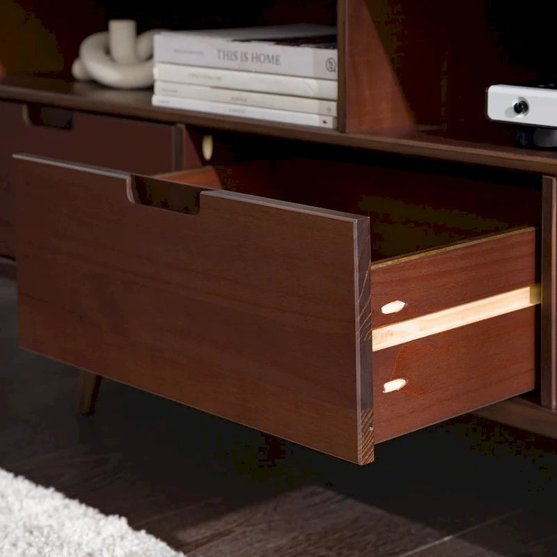 Meuble TV en bois massif Alby de 58 po de style Mid-Century