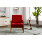 Fauteuil d'appoint capitonné en lin/PU pour salon/chambre à coucher avec pieds en bois