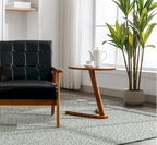Fauteuil d'appoint capitonné en lin/PU pour salon/chambre à coucher avec pieds en bois