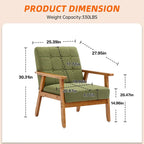 Fauteuil d'appoint capitonné en lin/PU pour salon/chambre à coucher avec pieds en bois