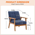 Fauteuil d'appoint capitonné en lin/PU pour salon/chambre à coucher avec pieds en bois