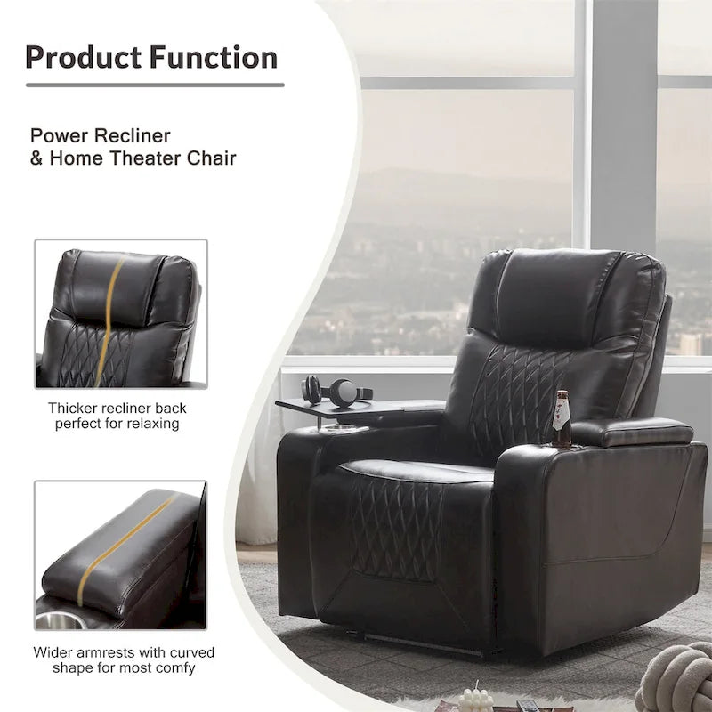 Fauteuil inclinable électrique en similicuir avec port de chargement USB