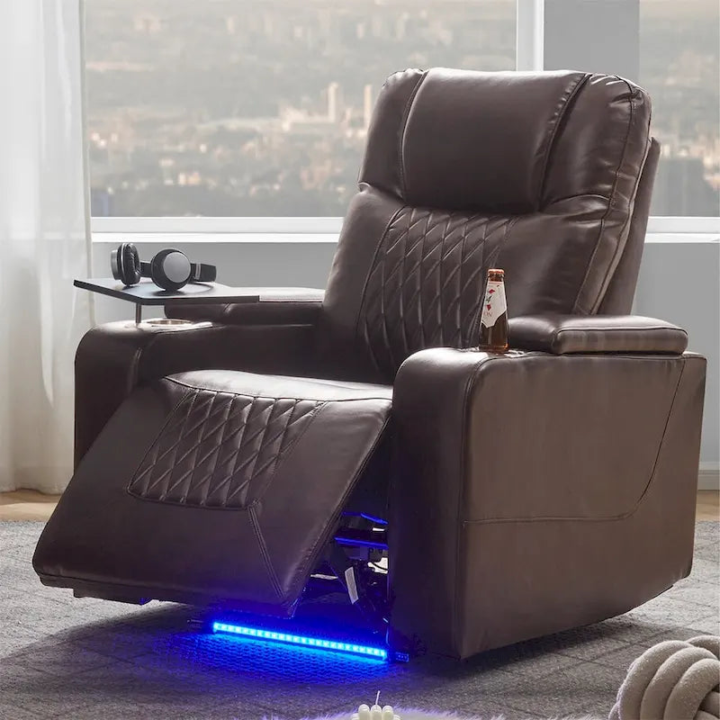 Fauteuil inclinable électrique en similicuir avec port de chargement USB