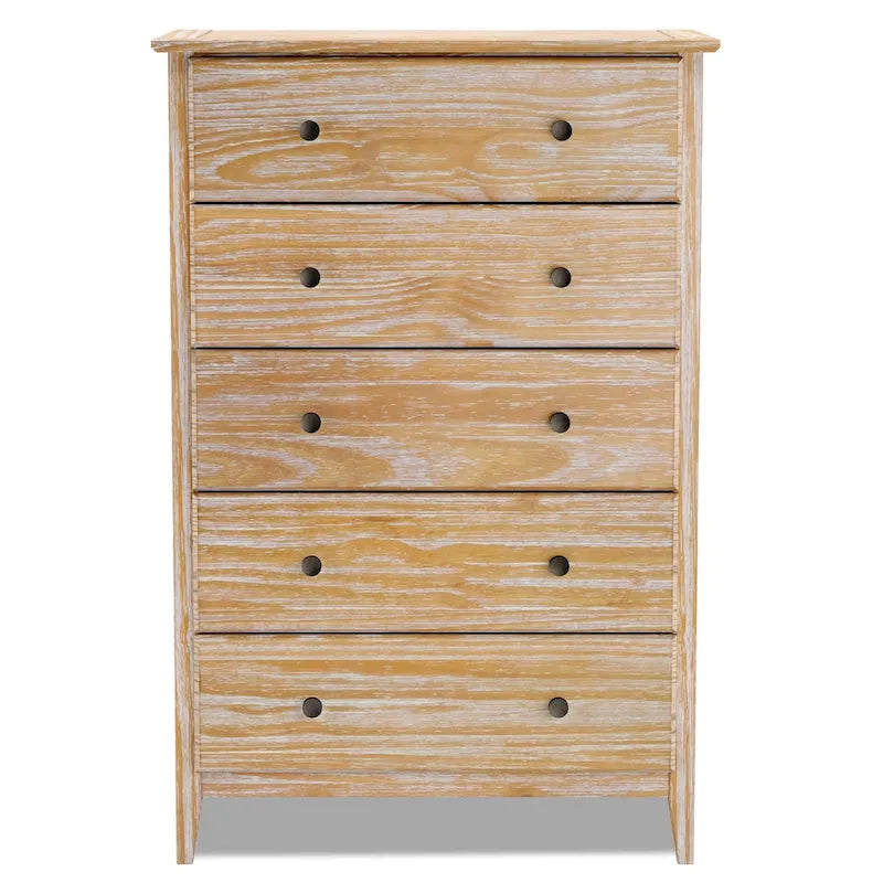 Commode en bois massif à 5 tiroirs Greenport Coastal