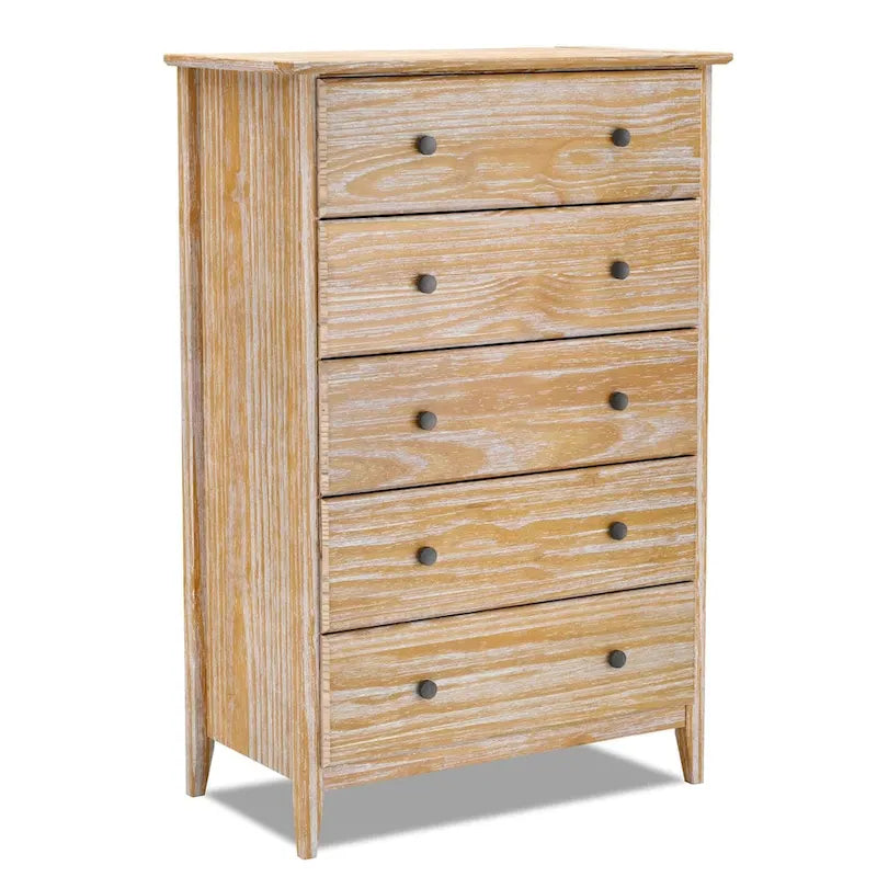 Commode en bois massif à 5 tiroirs Greenport Coastal