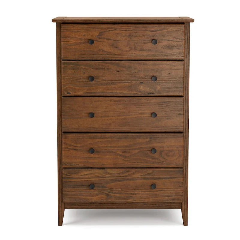 Commode en bois massif à 5 tiroirs Greenport Coastal