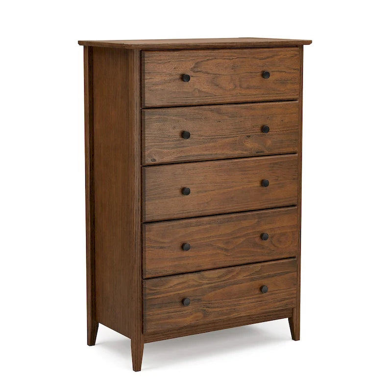 Commode en bois massif à 5 tiroirs Greenport Coastal