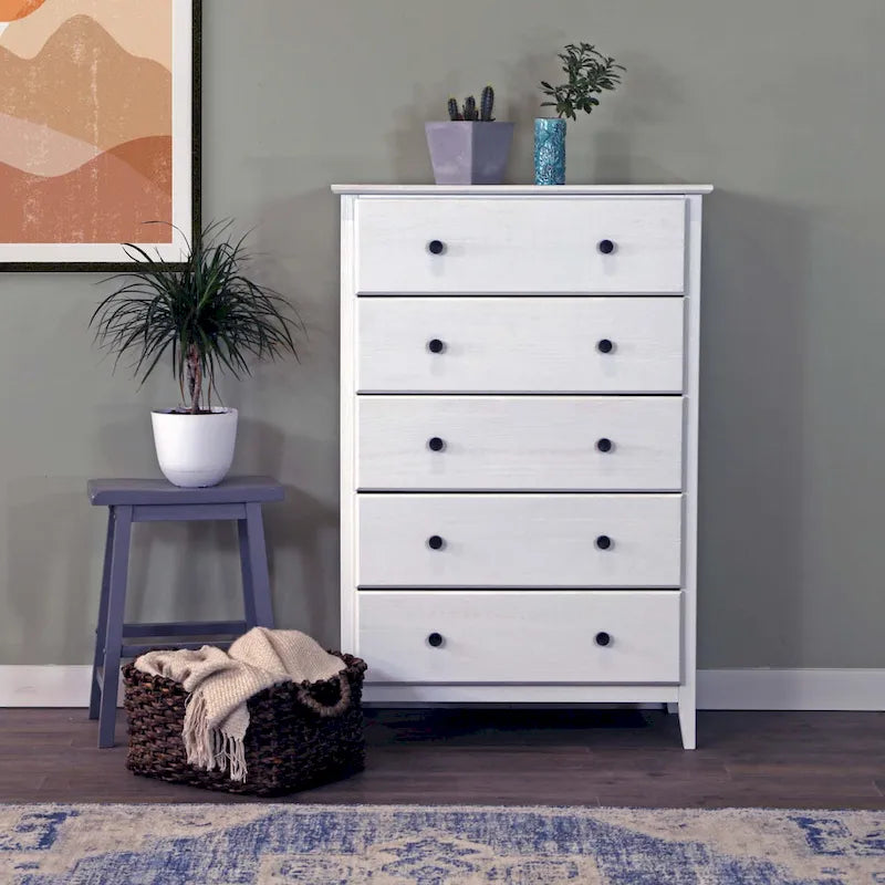 Commode en bois massif à 5 tiroirs Greenport Coastal