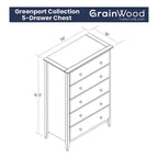 Commode en bois massif à 5 tiroirs Greenport Coastal