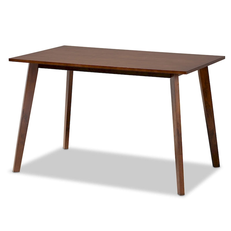 Table à manger rectangulaire en bois, style transitionnel du milieu du siècle