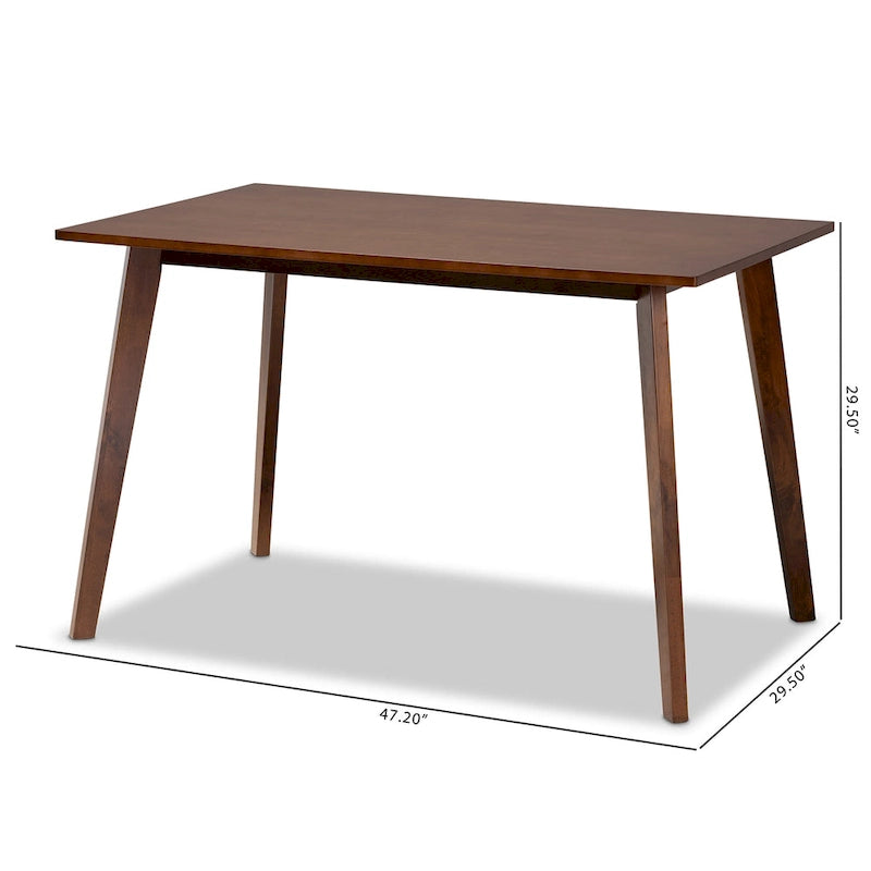 Table à manger rectangulaire en bois, style transitionnel du milieu du siècle