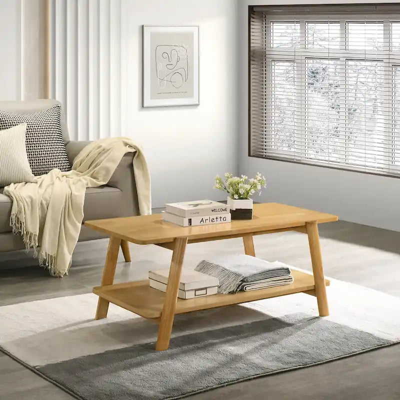 Table basse étagère en bois moderne du milieu du siècle Metz