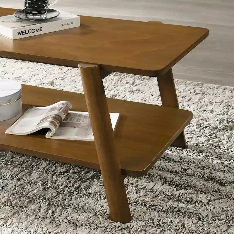 Table basse étagère en bois moderne du milieu du siècle Metz